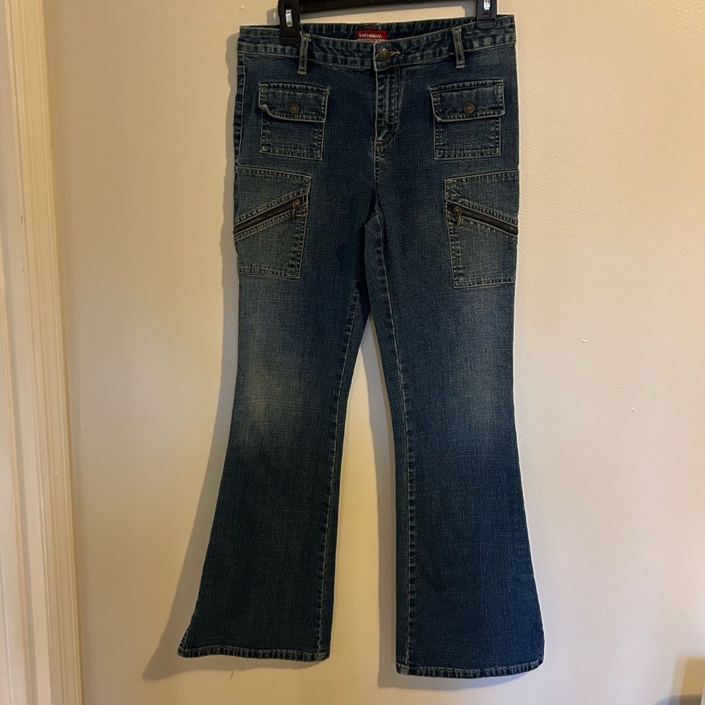 Unionbay Y2K Wide Leg Low Rise Jeans Pocket Detail Size 11